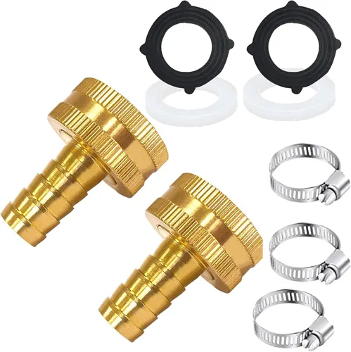 Vista 22 de AOPANDA Conector de reparación de extremo de manguera de agua de latón macizo con púa de 1/4" x rosca GHT hembra de 3/4", incluye abrazaderas