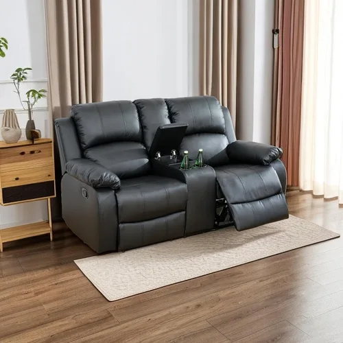 Vista 11 de A Ainehome Juego de Muebles de Sala de Estar de Cuero Reclinable Juego de Sofá Sillón Loveseat Juego de Muebles Sofá para Sala de Estar/Espacio