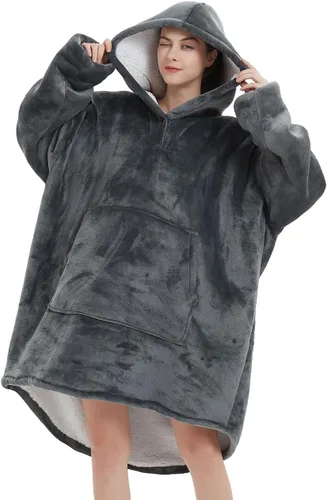 Vista 7 de NAFLEAP Manta con capucha para mujer, manta vestible para adultos, de gran tamaño, forro polar, sherpa, sudadera de Navidad, regalo para mujeres