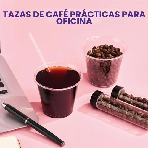Vista 7 de Vasos de plástico transparente de 9 onzas [100 unidades] - Vasos desechables de plástico para beber, vasos de fiesta de PET libres de BPA para café