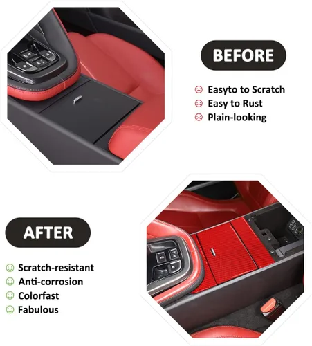 Vista 2 de Caja de almacenamiento de control central de fibra de carbono suave, marco adhesivo, cubierta interior para Jaguar F-Type 2013-2024 Accesorios