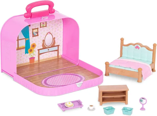 Vista 13 de Li'l Woodzee z - Juego de casa de muñecas portátil para dormitorio con 2