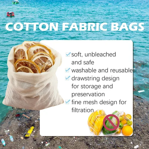 Vista 7 de TUZAZO Bolsas de Té Reutilizables - Paquete de 24 Bolsas de Gasa de Algodón Natural Sin Blanquear de Muselina Tipo Saquito para Colar Café Té e