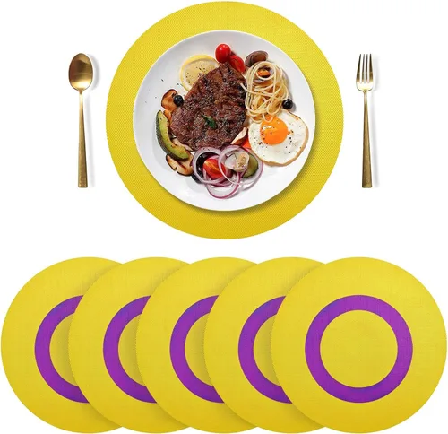 Vista 25 de Aruba Flag Round Table Placemats 15 Inch, Seasonal Table Mats Modern Place Mats for Dining, Kitchen, Parties, Camping