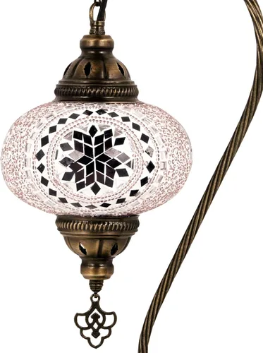 Vista 12 de Lámpara turca de mesa con 10 variantes Lámpara turca marroquí con base de bronce Lámpara de noche Tiffany con cuello de cisne hecha a mano