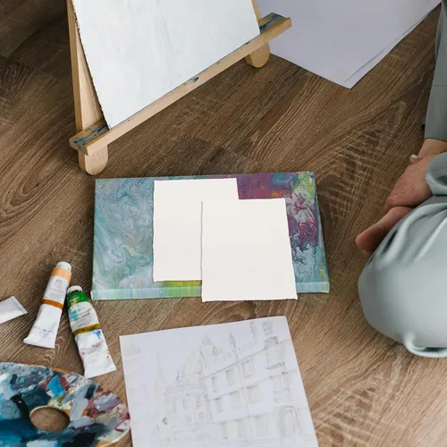 Vista 5 de DOITOOL 20 Sheets Handmade Cotton Watercolor Paper with Rough Deckled Edge, Textured White Art Paper for Painting, Crafts, Invitations, and Artistic