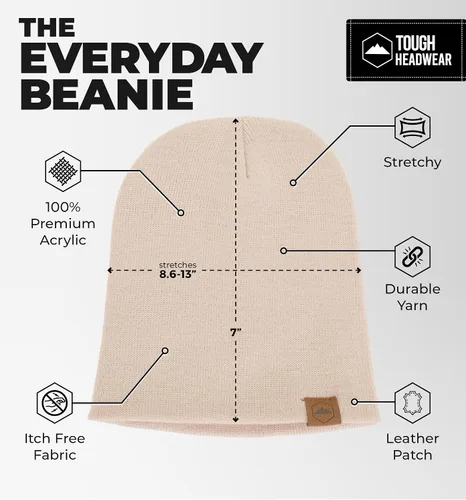 Vista 25 de Tough Headwear Daily Knit Beanie – Gorros para hombre – Sombreros de invierno para hombres y mujeres – Sombreros de punto cálidos para clima frío