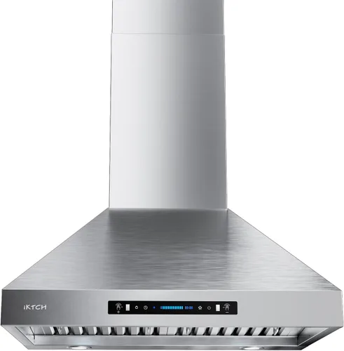 Vista 11 de IKTCH Campana extractora de montaje en pared de 30 pulgadas 900 CFM convertible, ventilación de chimenea de cocina de acero inoxidable con sensor