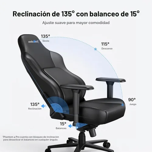 Vista 6 de Anda Seat Phantom 4 - Silla de oficina para juegos, de tela, regular Tela negra