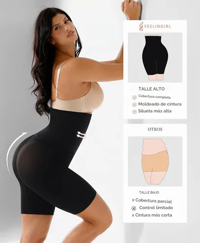 Vista 3 de FeelinGirl Fajas moldeadoras de cintura alta para mujer, pantalones cortos de control de levantamiento de glúteos Negro