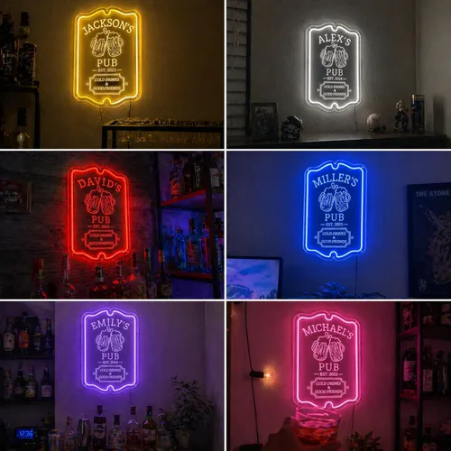 Vista 3 de Letrero de barra de neón personalizado para bar en casa, hecho a mano, regulables, personalizables, barras de neón 3D, letrero de luz de cerveza