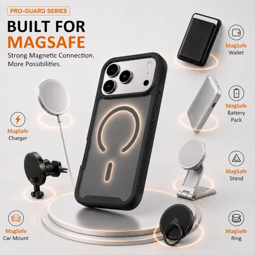 Vista 3 de Funda para iPhone 18 Pro Max y iPhone 17 Pro Max, color negro Protector de pantalla integrado, compatible con MagSafe, protección de cuerpo completo