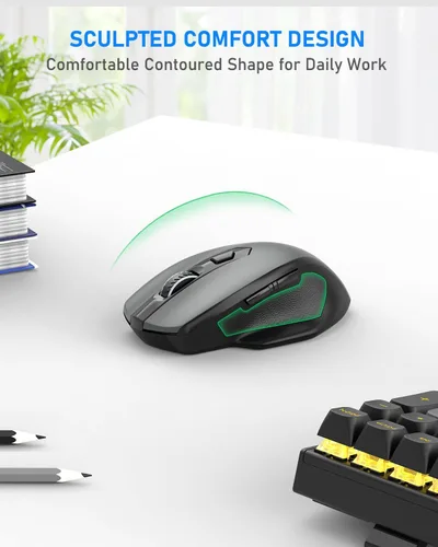 Vista 7 de E-YOOSO Mouse inalámbrico para laptop, mouse de computadora de 2.4 GHz, 5 ratones inalámbricos de oficina DPI ajustables con receptor USB, 6