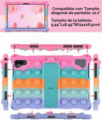 Vista 3 de DETUOSI Funda de silicona para tablet VASTKING KingPad K10 Pro, con lápiz stylus y correa para el hombro, funda protectora suave multiángulo