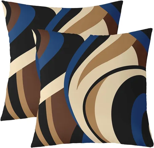 Vista 15 de Castle Fairy Juego de 2 fundas de almohada modernas con estampado de líneas geométricas de doble cara de 16 x 16 pulgadas, color gris, negro y rojo