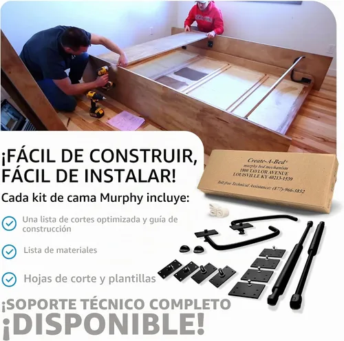 Vista 7 de Create-A-Bed Kit de Cama Murphy Deluxe Tamaño Twin, Horizontal