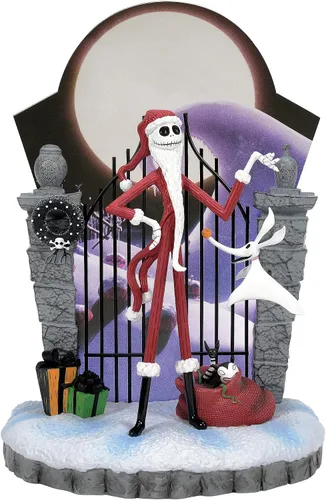 Vista 2 de Enesco Disney Showcase The Nightmare Before Christmas - Figura iluminada de Papá Noel con puerta, 10 pulgadas, multicolor