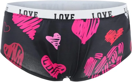 Vista 4 de Pantalones cortos con estampado de corazones para mujer, ropa interior divertida, ropa interior para mujer, ropa interior de algodón