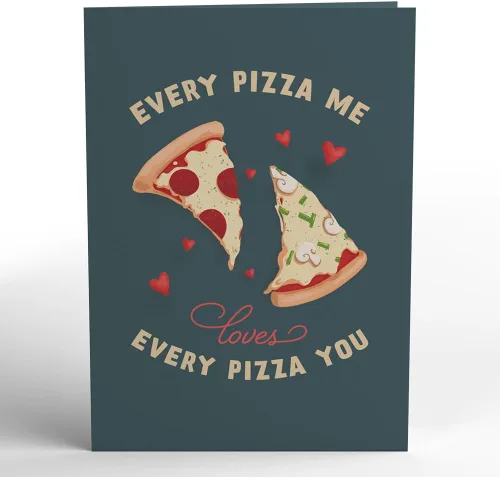 Vista 4 de Lovepop Pizza - Tarjeta romántica para el día de San Valentín con sobre "Has robado una pizza mi corazón