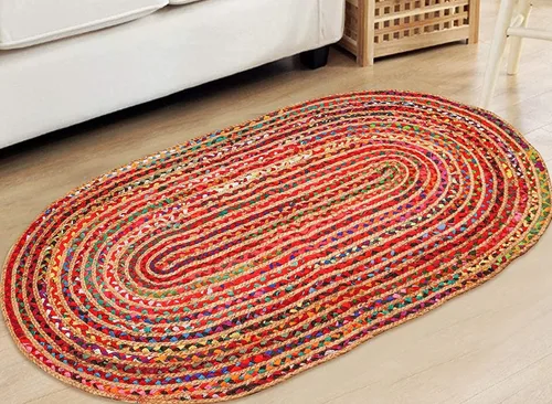 Vista 16 de Light & Pro Alfombra de yute, 2 x 3, natural, hecha a mano, trenzada, reversible, alfombra rústica