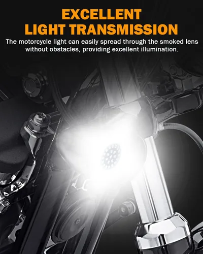 Vista 4 de PBYMT Cubierta de lente de señal de giro ahumada con visera negra de 2 pulgadas, biseles estilo visera bala compatible con Harley Touring Softail