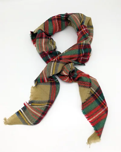 Vista 2 de Wander Agio - Bufanda envolvente con diseño a cuadros o triangular para mujer, para el invierno, cálida y larga, de punto, tacto de cachemira, chal