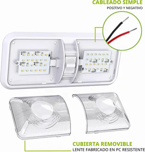 Vista 3 de Aplique de luz LED para techo de RV con doble cúpula y interruptor de encendido/apagado para iluminación interior de coche/RV/remolque/camper/barco