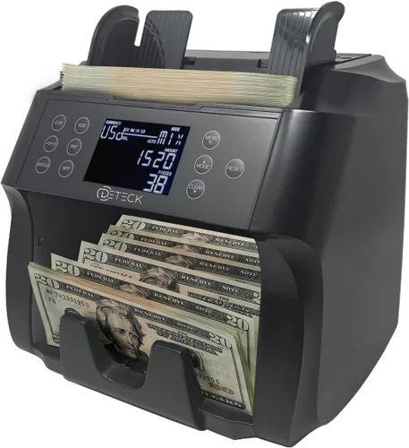 Vista 8 de DETECK DT500 Contador de Dinero de Denominación Mixta, Multidivisa, Contador de Billetes, Detección de Falsificaciones 2CIS/UV/IR/MG/MT, Contador