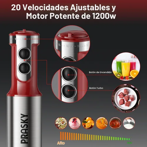 Vista 5 de Batidora de inmersión de mano 1200W, mezclador de mano 5 en 1 de 20