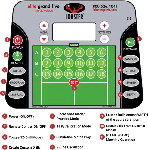 Vista 4 de Máquina de pelotas de tenis LOBSTER Sports Elite - Lanzador de pelotas de tenis auto portátil, con ejercicios precargados y personalizados, control