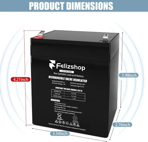Vista 3 de HX12-5 (12V5Ah) 485LM Reemplazo de batería para abridores de puerta de garaje LiftMaster 8500, 8500W, 8550W, WLED, 8360, 8360W, VRLA AGM Batería