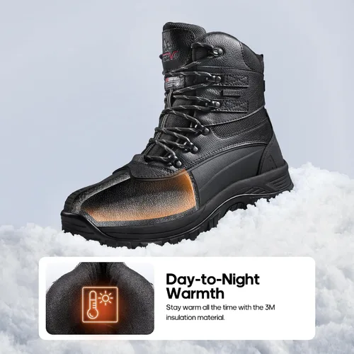 Vista 4 de NORTIV 8 Botas de esquí de invierno con suela de goma para hombre, con aislamiento impermeable Negro