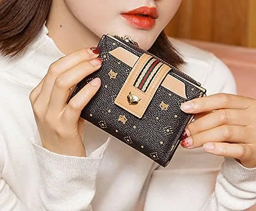 Vista 7 de EUNI Carteras de piel sintética para mujer, carteras pequeñas, monederos con cremallera para mujer, portatarjetas de tarjetas de crédito, carteras