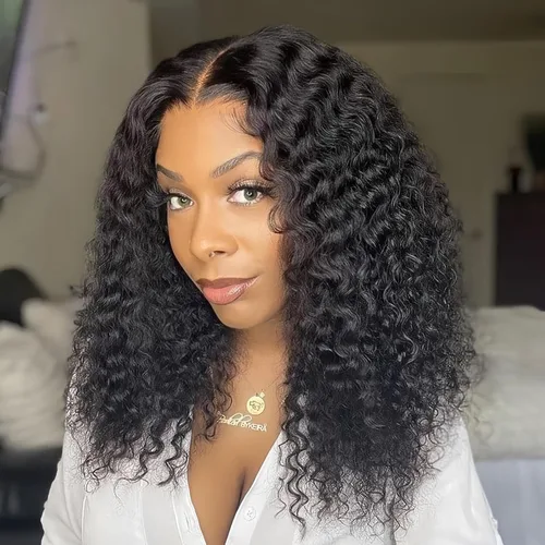 Vista 15 de Peluca Bob de encaje frontal de Superfect, cabello humano de 10 pulgadas, 13x4 ondas profundas rizadas, pelucas frontales transparentes