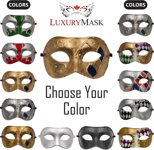 Vista 2 de Máscara de mascarada para hombres, máscara de aspecto antiguo para Halloween, fiesta veneciana, fiesta de máscaras, Mardi Gras y baile de graduación