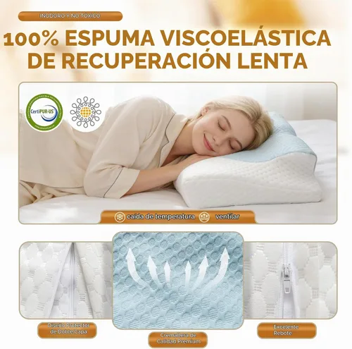 Vista 4 de Almohada cervical para el cuello para aliviar el dolor, almohada ergonómica para dormir de lado, almohada de apnea del sueño, almohada ortopédica