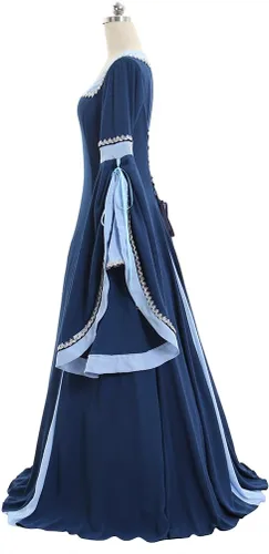 Vista 4 de CosplayDiy Vestido renacentista para mujer, disfraz medieval, vestidos victorianos, falda pirata, vestido de elfo de hadas renacentistas