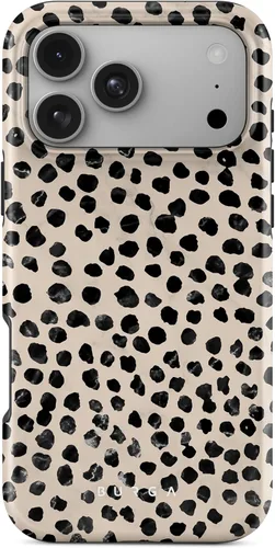 Vista 35 de BURGA - Funda p/teléfono compatible con iPhone 13 Pro, carcasa rígida híbrida de 2 capas + Funda protectora de silicona, almendras latte a lunares