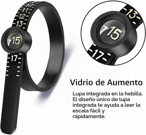 Vista 4 de Herramienta de medición de tamaño de anillo JRONGHE Cinta métrica reutilizable de tamaño de dedo con vidrio ampliado, herramienta