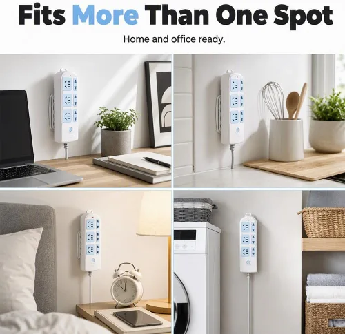 Vista 5 de Punch-Free Self Adhesive Socket Holder, Power Strip Wall Mount Holder (10)
