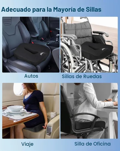 Vista 7 de Feagar Cojín de asiento - Cojín ergonómico extra grande de espuma viscoelástica Big Black