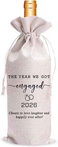Vista 8 de Wedding Wine Bag for Mr & Mrs 2026 Reusable Champagne Bottle Holder, Anniversary & Bridal Shower Gift, Elegant Keepsake for Couples