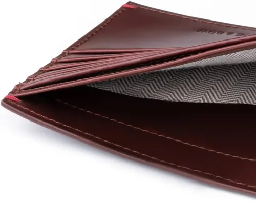Vista 7 de Gnome & Bow - Cartera plegable pequeña con ranura para monedas Gulliver (RFID cuero encerado), Oxblood Brown, Casual