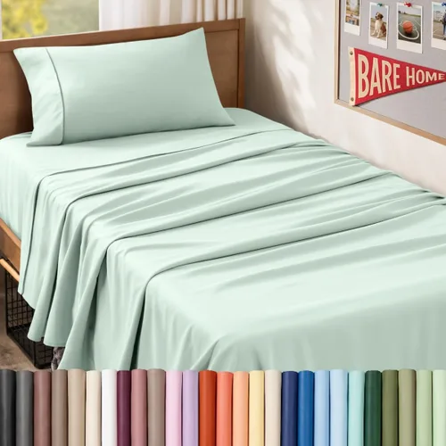 Vista 117 de Bare Home Juego de Sábanas Twin - Sábanas de Cama de Microfibra Ultra-Suave 1800 - Doble Cepillado - Bolsillos Profundos - Ajuste Fácil - Extra