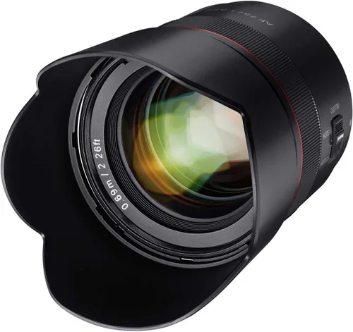 Vista 4 de Rokinon AF 2.953 in F1.8 Lente de teleobjetivo compacto de enfoque automático para Sony FE Mount, negro (IO75AF-E)