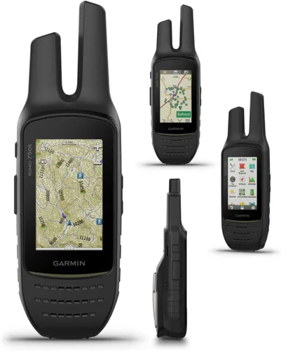 Vista 2 de Garmin Rino 750t Radio Navigator bidireccional con mapeo Topo con paquete Wearable4U E-Bank, 2.6 x 7.9 x 1.6 pulgadas