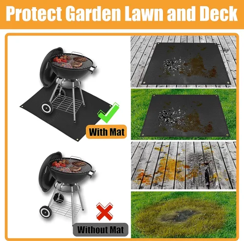 Vista 3 de Alfombrillas de parrilla para parrilla al aire libre – Resistente al fuego para barbacoa debajo de la parrilla, parrillas de gas para proteger