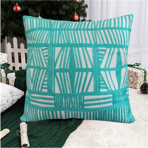 Vista 26 de Funda de almohada de algodón, diseño de bolero. Funda decorativa con diseño geométrico. En lona de algodón. Bordado, con costuras en cadena. 1pc