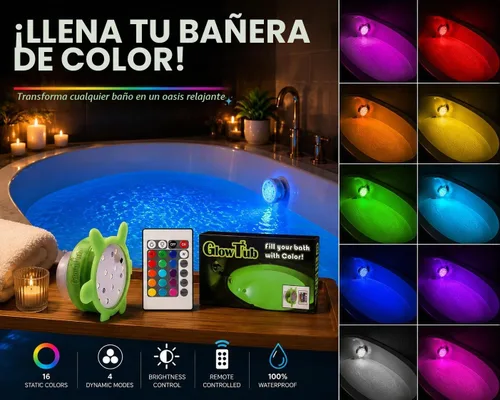 Vista 2 de Luz LEDES sumergida que cambia de color por control remoto para tina o spa - Funciona con batería