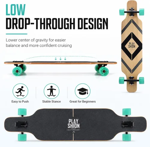 Vista 5 de Playshion Drop Through Freestyle - Patineta de tablero largo